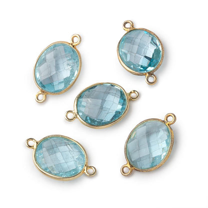 13x11mm Vermeil Bezel Sky Blue Topaz faceted oval Petite Connector 1 piece