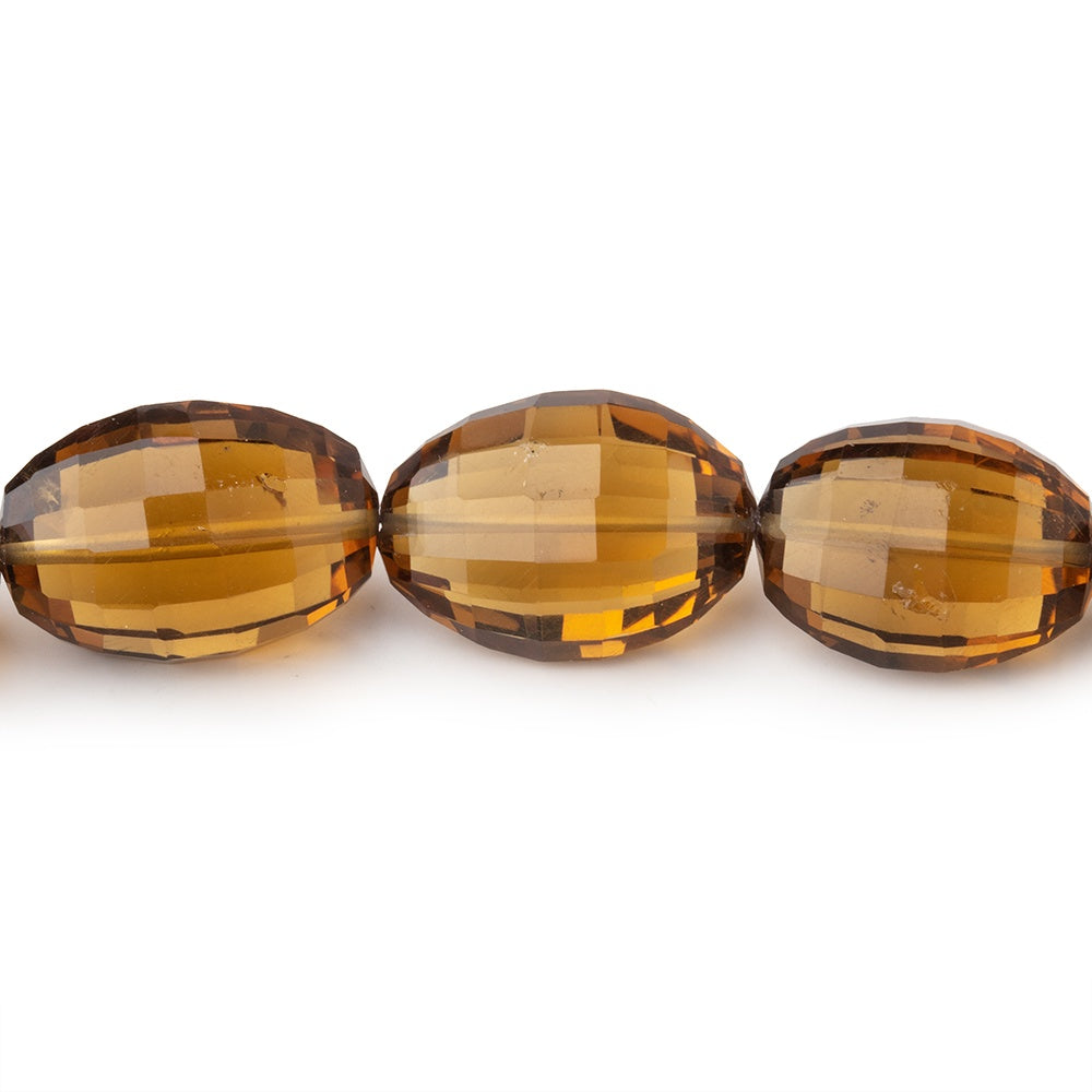 11-17mm Whiskey Quartz Checkerboard Faceted Oval 8 inch 14 Beads