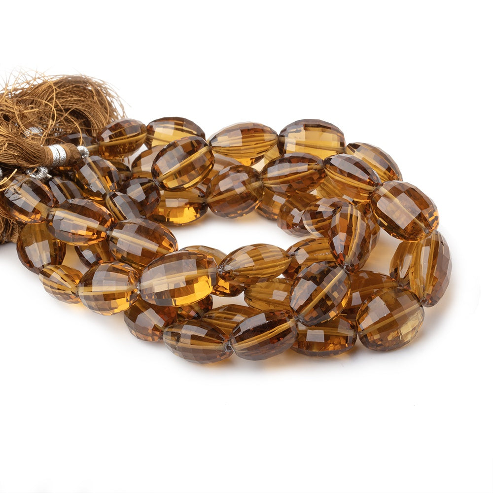 11-17mm Whiskey Quartz Checkerboard Faceted Oval 8 inch 14 Beads