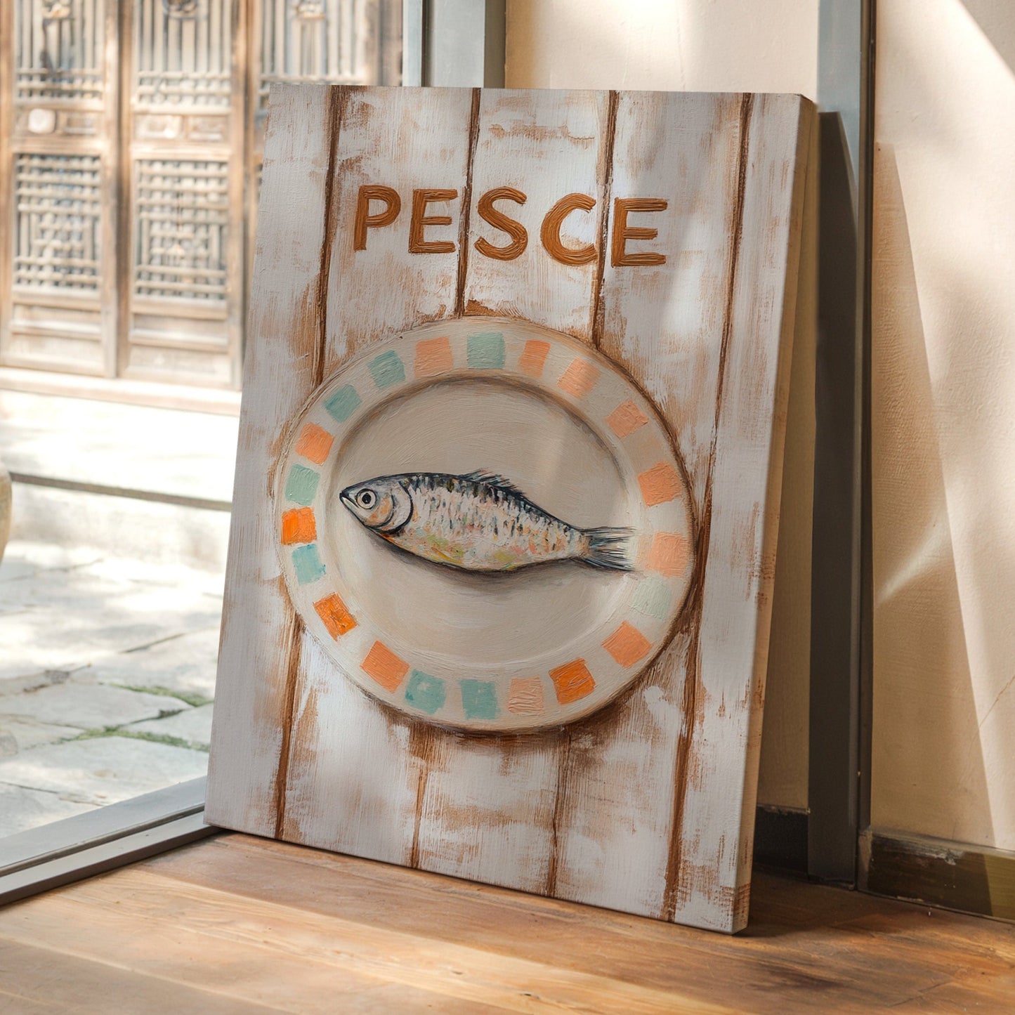 Pesce on Painted Tile Plate