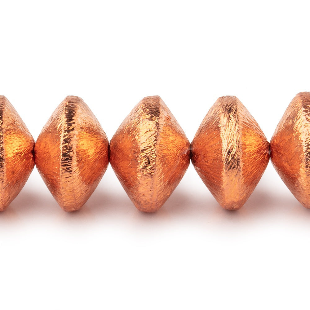 12x8mm Copper Brushed Disc Beads 8 inch 24 pieces