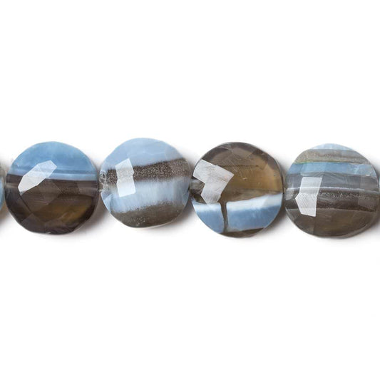 13.5-14.5mm Owyhee Natural Blue Opal faceted coin beads 15 pieces