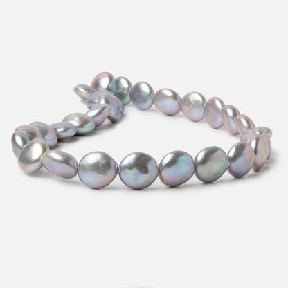 13.5-14mm Silver Rose' Peacock Coin Freshwater Pearls 16 inch 30 pieces AAA