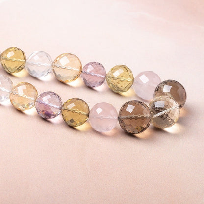 13.5-18mm Multi Gemstone German Faceted Round beads 16 inch 27 pieces AA