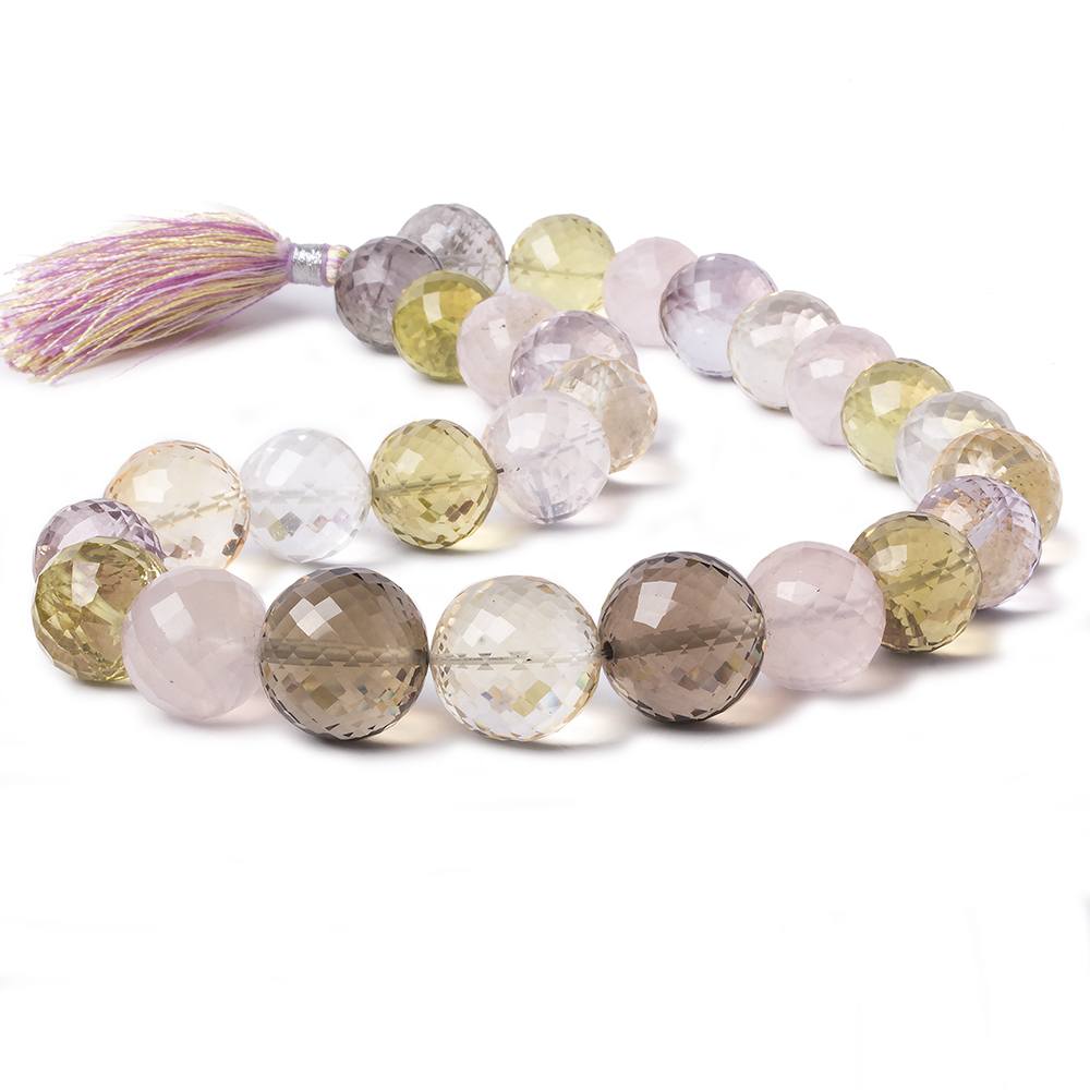 13.5-18mm Multi Gemstone German Faceted Round beads 16 inch 27 pieces AA