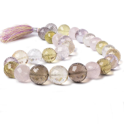 13.5-18mm Multi Gemstone German Faceted Round beads 16 inch 27 pieces AA