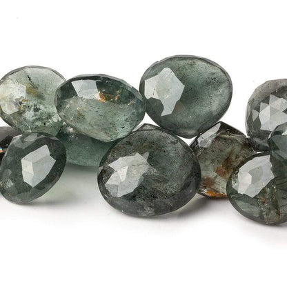 13.5-19mm Moss Aquamarine Faceted Heart Beads 8.5 inch 30 beads