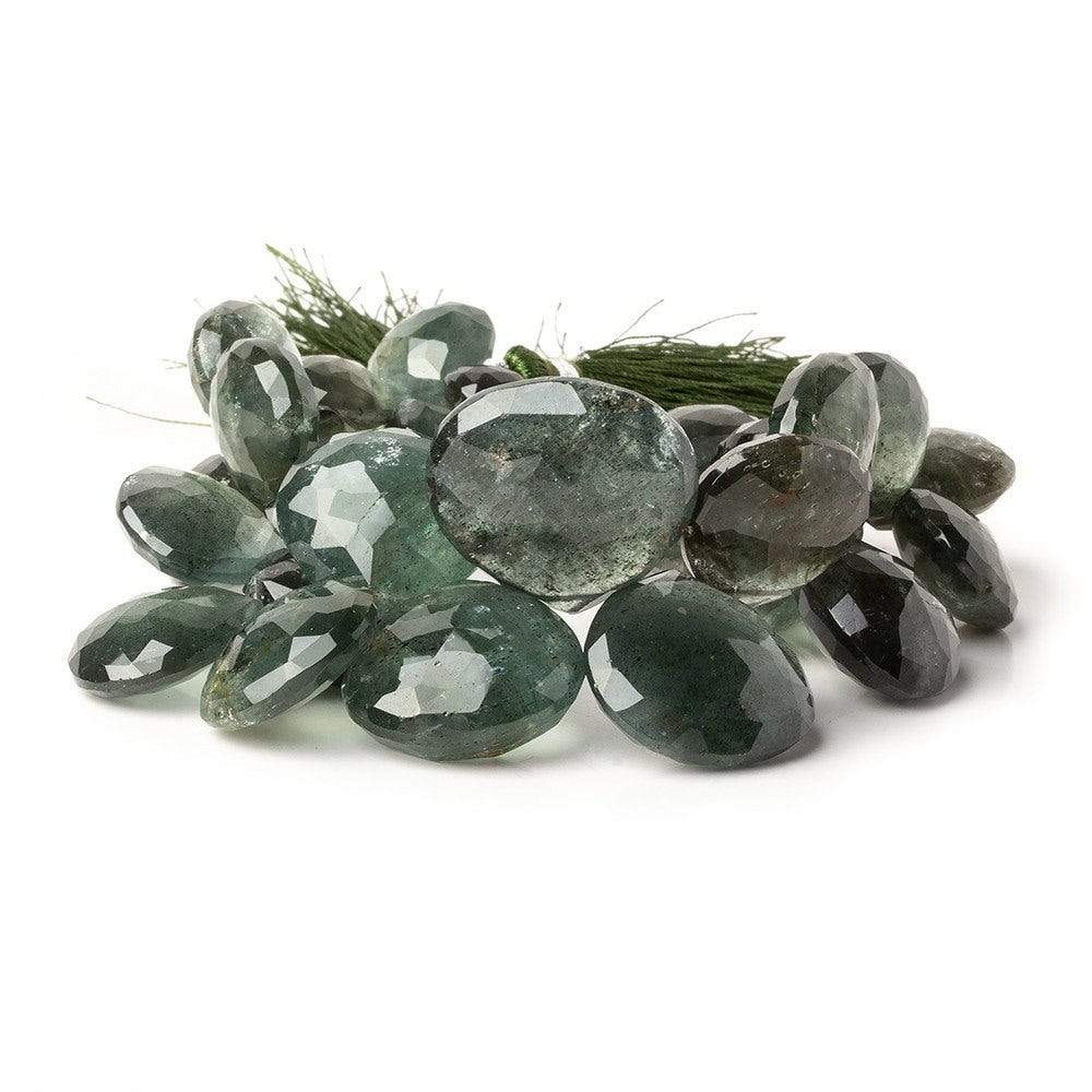 13.5-19mm Moss Aquamarine Faceted Heart Beads 8.5 inch 30 beads