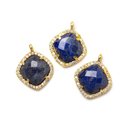 13.5mm Vermeil Bezel White CZ & Lapis Lazuli Cushion Pendant 1 piece