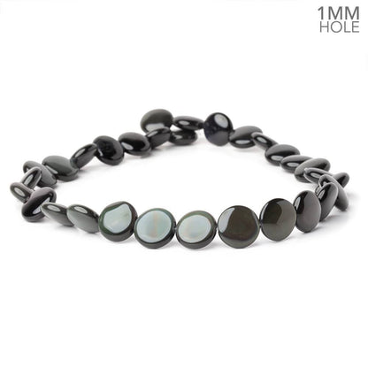 13.5mm Rainbow Obsidian Plain Coin 16 inch 30 Beads 1mm Hole AA