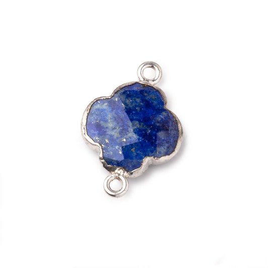 13.5mm Silver Leaf Lapis Lazuli Faceted Quatrefoil Connector 1 focal piece