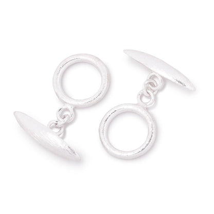 13.5mm Sterling Silver Toggle Brushed Marquise Design 1 piece