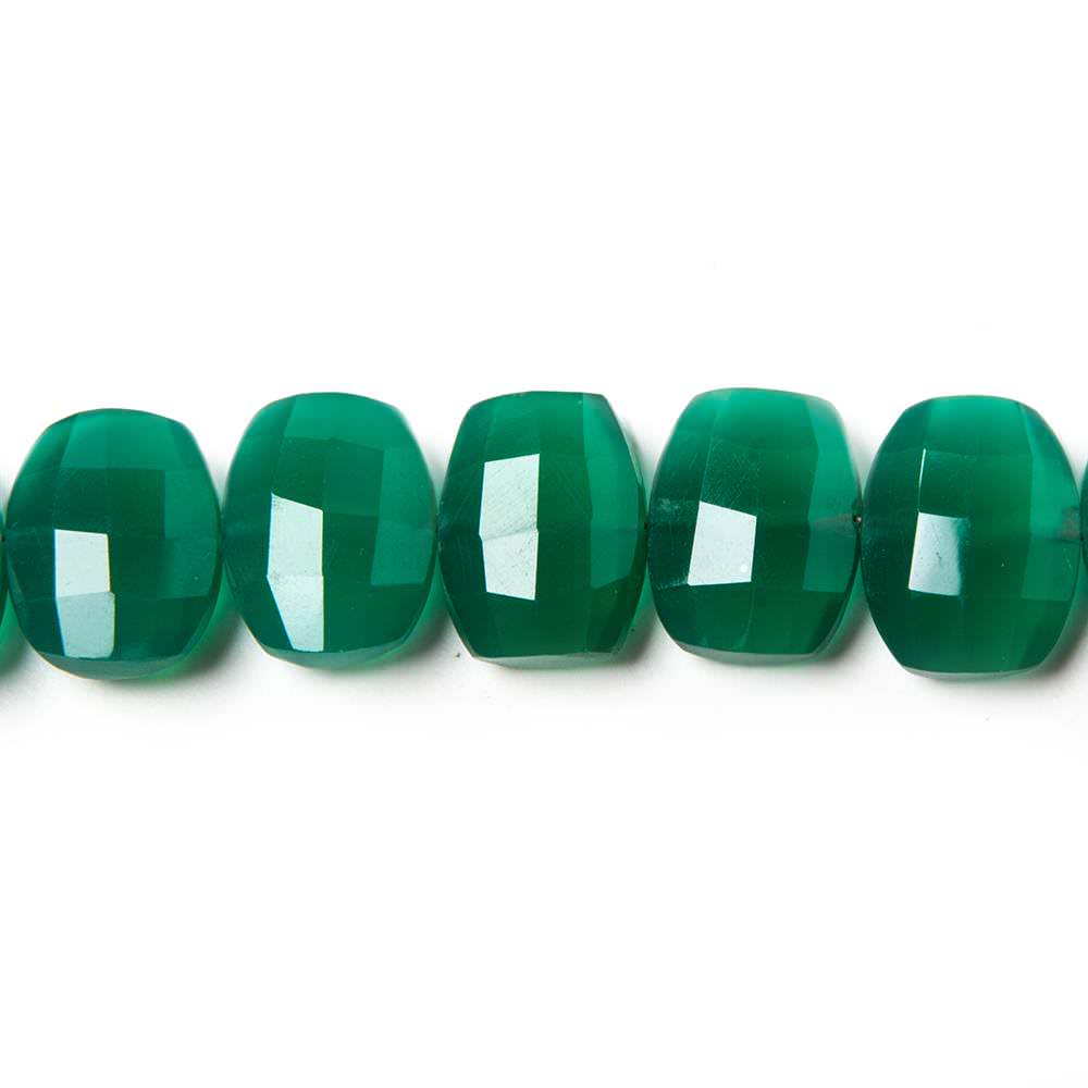 13.5x10.5mm Green Onyx side drilled Faceted Cushion Beads 7 inch 17 pieces