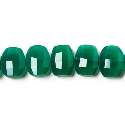 13.5x10.5mm Green Onyx side drilled Faceted Cushion Beads 7 inch 17 pieces