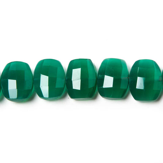 13.5x10.5mm Green Onyx side drilled Faceted Cushion Beads 7 inch 17 pieces