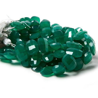13.5x10.5mm Green Onyx side drilled Faceted Cushion Beads 7 inch 17 pieces