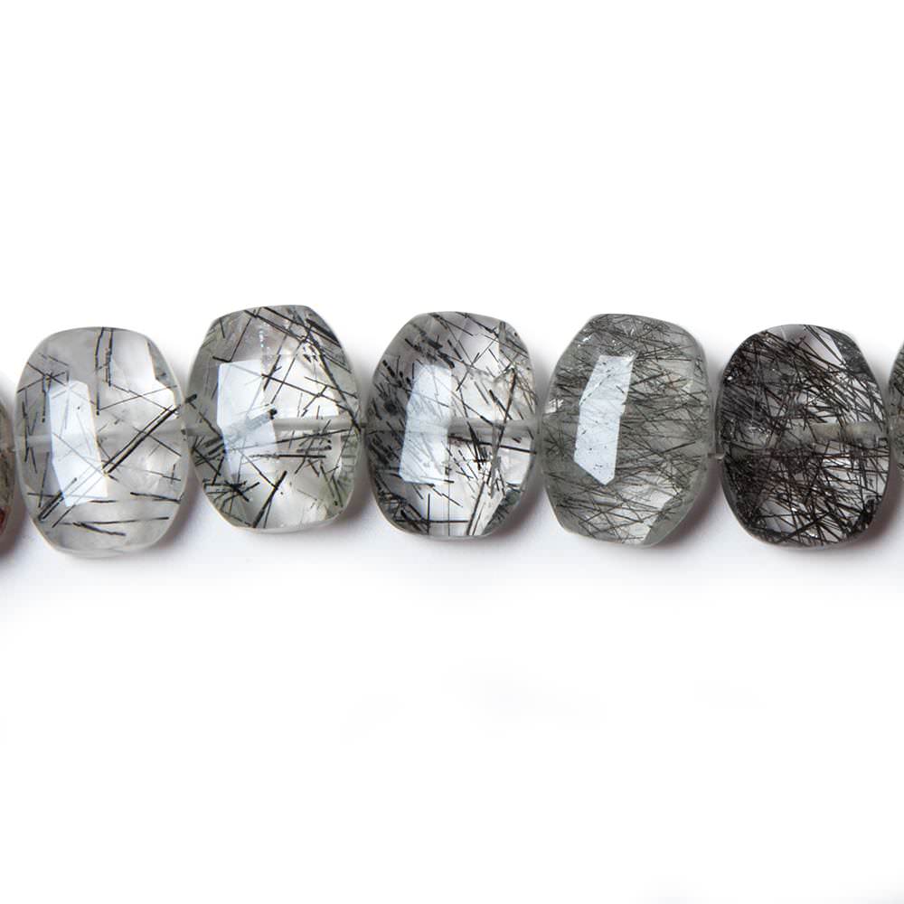 13.5x10.5mm Tourmalinated Quartz side drilled Faceted Cushions 7 inch 17 Beads