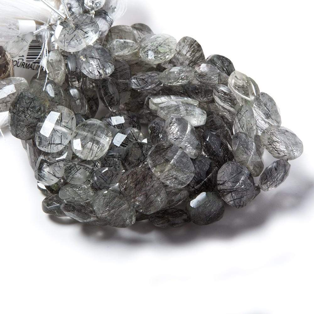 13.5x10.5mm Tourmalinated Quartz side drilled Faceted Cushions 7 inch 17 Beads