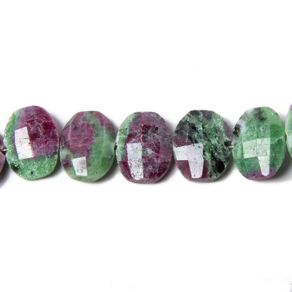 13.5x11x5mm Ruby in Zoisite Side Drilled Faceted Cushion 6 in. 15 beads