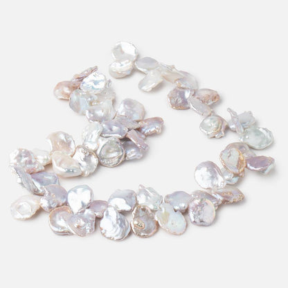 13.5x13-18x14mm Lavender, Silver, & Off White Keshi Pearl Beads 16 inch 56 pieces