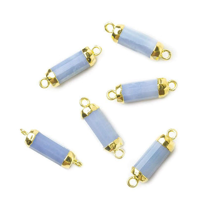 13.5x5mm Gold Leafed Owyhee Denim Blue Opal faceted barrel tube Connector 1 piece