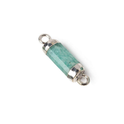 13.5x5mm Silver Leafed Amazonite faceted barrel tube Connector 1 piece