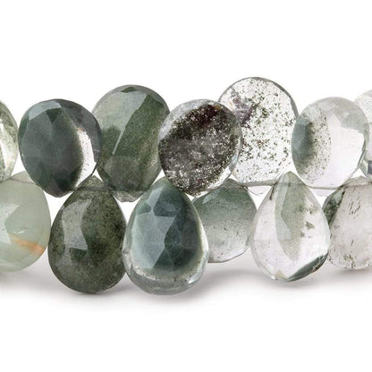 13.5x9.5-16x11mm Moss Quartz Faceted Pear Beads 7 inch 39 pieces