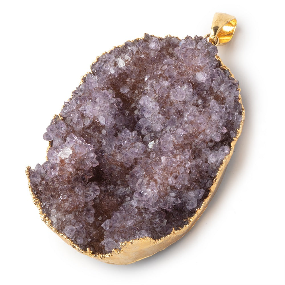 2.4x1.6 inch Gold Leafed Amethyst Drusy Freeshape with bail 1 piece