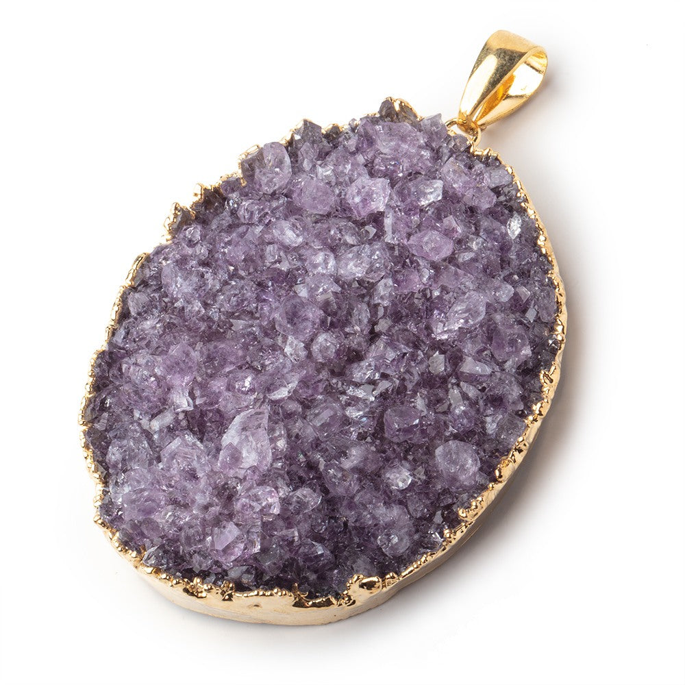 2.25 x 1.75 inch Gold Leafed Amethyst Drusy Freeshape with bail 1 piece