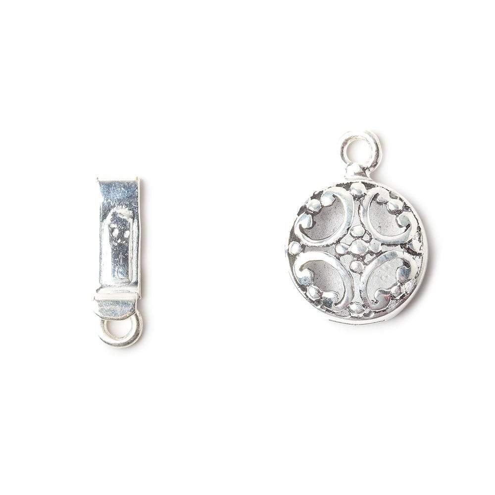 13mm Antiqued Sterling Silver plated Box Clasp Filigree Design 1 piece