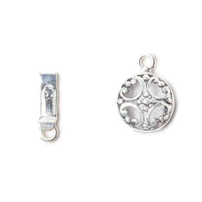 13mm Antiqued Sterling Silver plated Box Clasp Filigree Design 1 piece