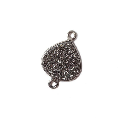 13mm Black Gold Bezel Metallic Platinum Drusy Heart Connector 1 piece