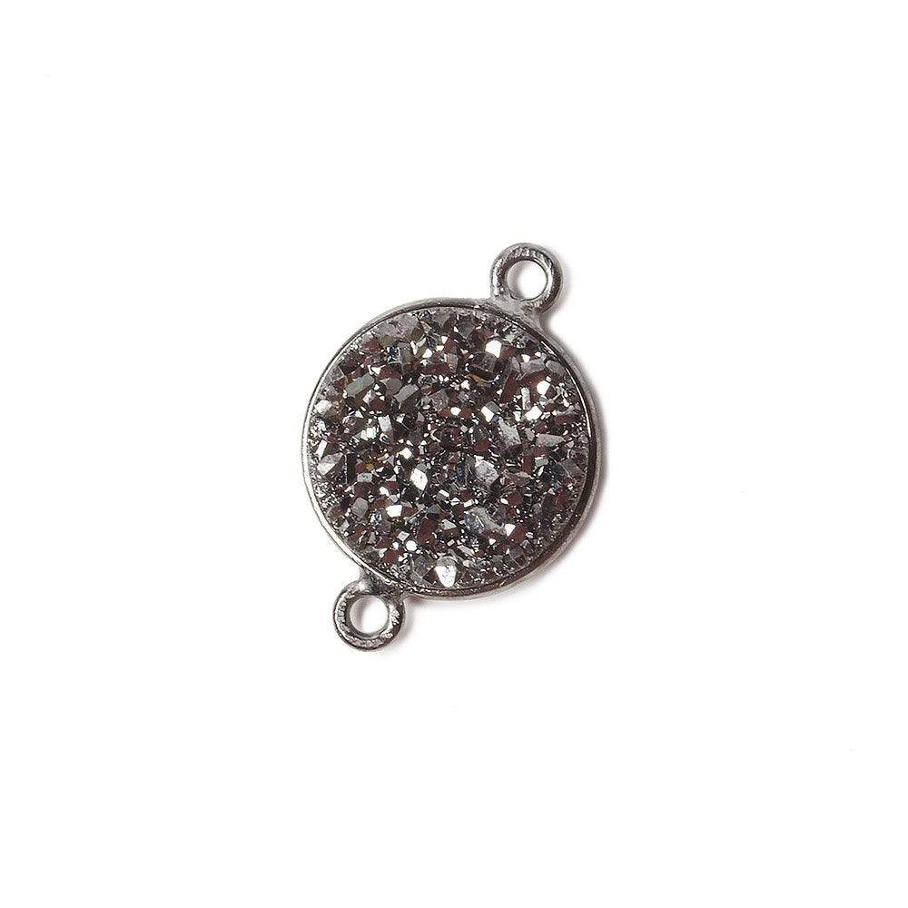 13mm Black Gold Bezel Metallic Platinum Drusy Coin Connector 1 piece