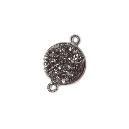 13mm Black Gold Bezel Metallic Platinum Drusy Coin Connector 1 piece