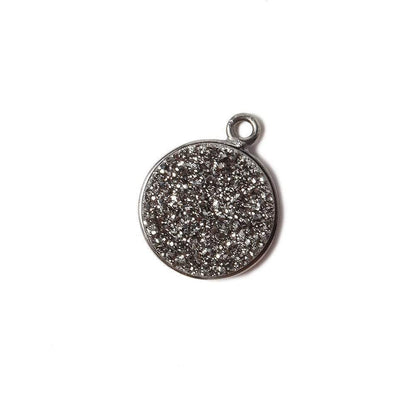 13mm Black Gold Bezel Metallic Platinum Drusy Coin Pendant 1 piece