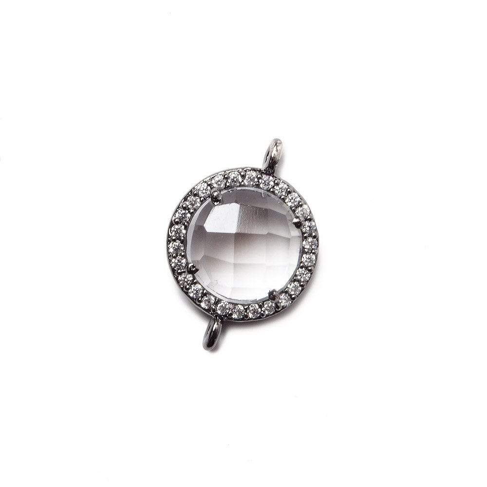 13mm Black Gold Bezel White CZ and Crystal Quartz Coin Connector 1 focal bead