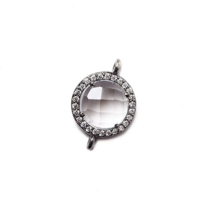 13mm Black Gold Bezel White CZ and Crystal Quartz Coin Connector 1 focal bead