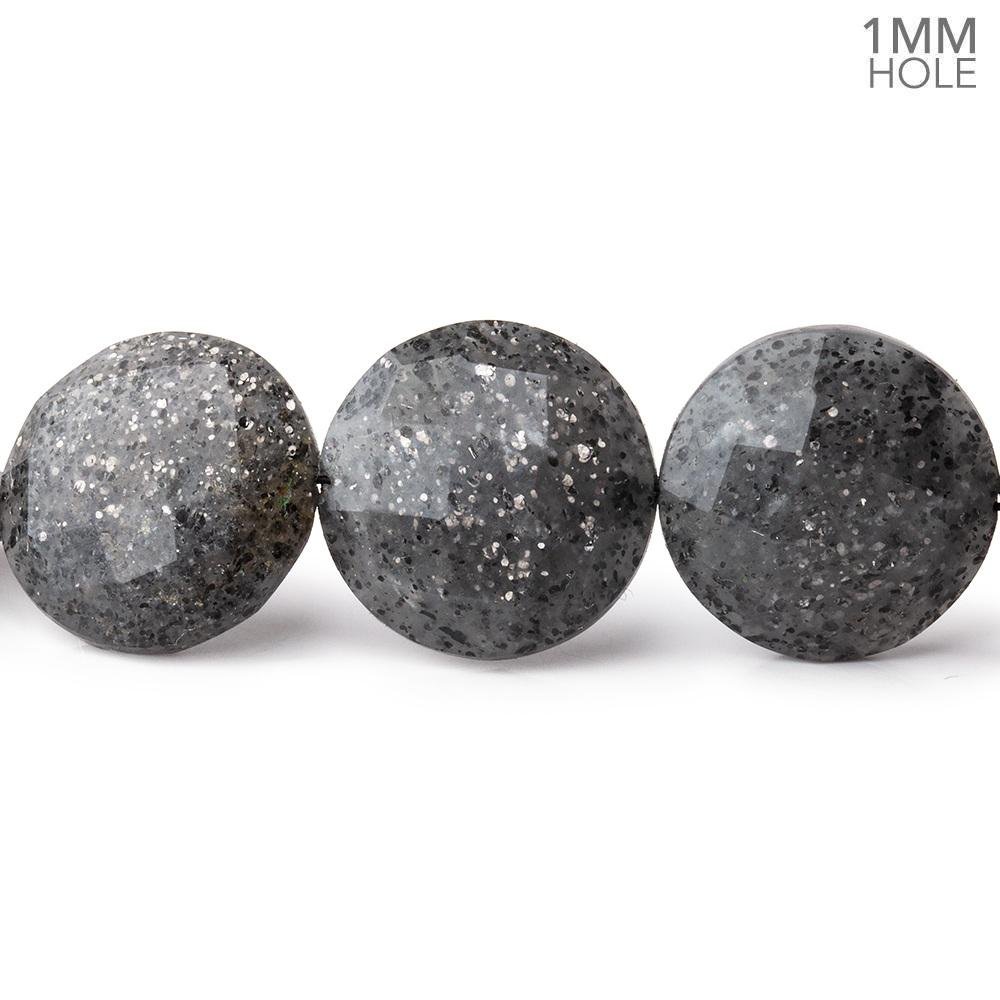 13mm Celestial Quartz Faceted Coin Beads 8 inch 16 pieces 1mm Large Hole