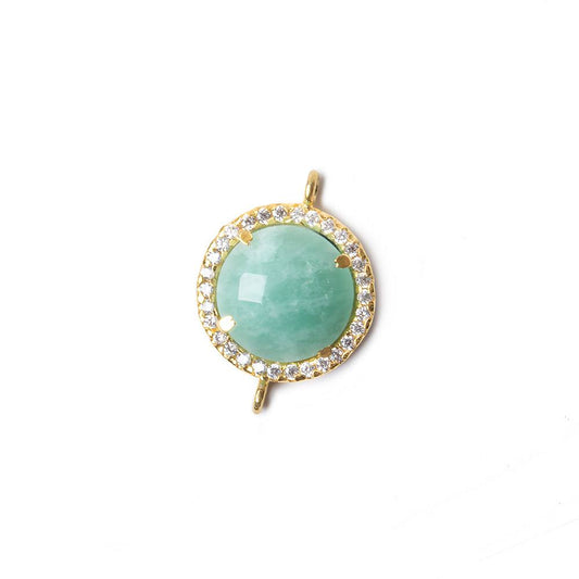 13mm Vermeil Bezel White CZ and Amazonite Coin Connector 1 focal bead