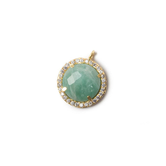 13mm Vermeil Bezel White CZ and Amazonite Coin Pendant 1 focal bead