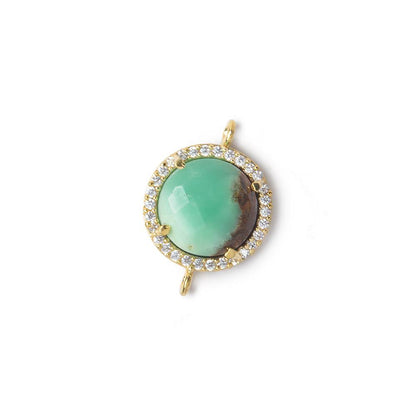 13mm Vermeil Bezel White CZ and Chrysoprase & Matrix Coin Connector 1 piece
