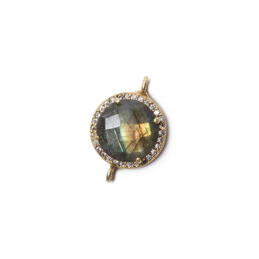 13mm Vermeil Bezel White CZ and Labradorite Coin Connector 1 focal bead