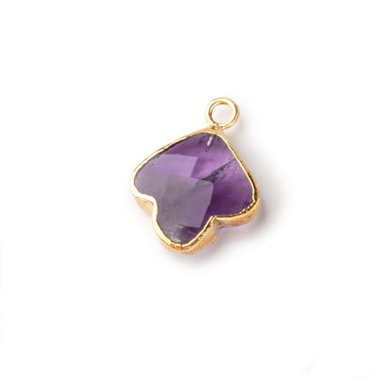 13mm Gold Leafed Amethyst Faceted Trillium Flower Focal Pendant 1 piece