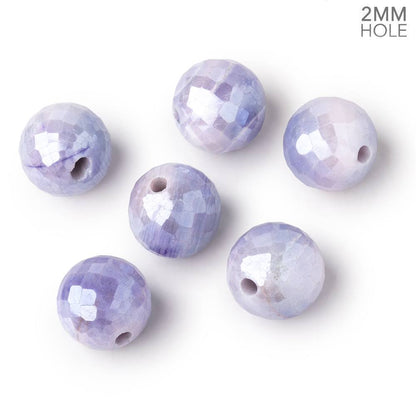 13mm Mystic Purple Moonstone 2mm Large Hole Faceted Round Bead Focal 1 piece