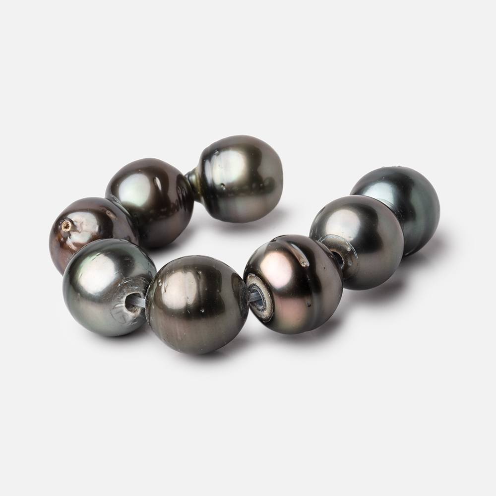 13mm Peacock Tahitian Large Hole Saltwater Pearls 4 inch 8 pieces