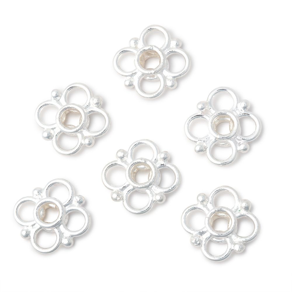 13mm Quatrefoil with 2mm Large Hole Spacer Set of 6 Pieces