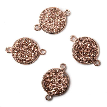 13mm Rose Gold Bezel Metallic Rose Drusy Coin Connector 1 piece
