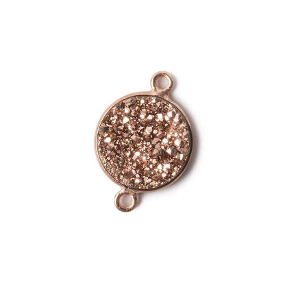 13mm Rose Gold Bezel Metallic Rose Drusy Coin Connector 1 piece