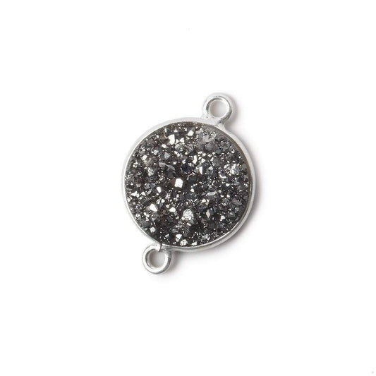 13mm Silver .925 Bezel Metallic Platinum Drusy Coin Connector 1 piece