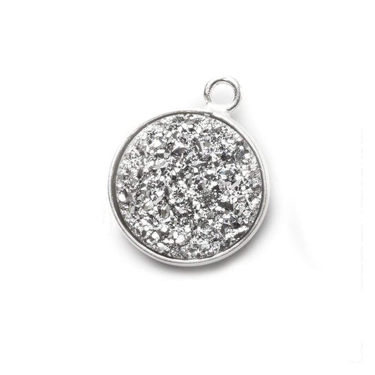 13mm Silver .925 Bezel Silver Drusy Coin Pendant 1 piece